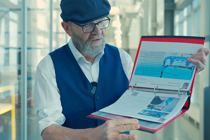 plumbing instructor Fred Bretzke with his 2020 National Plumbing Code appendix